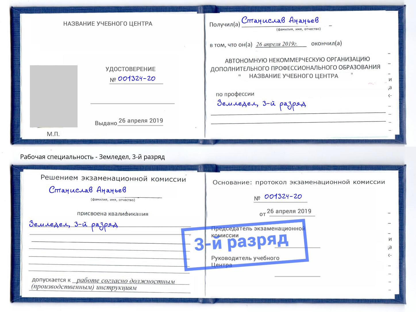 корочка 3-й разряд Земледел Шебекино